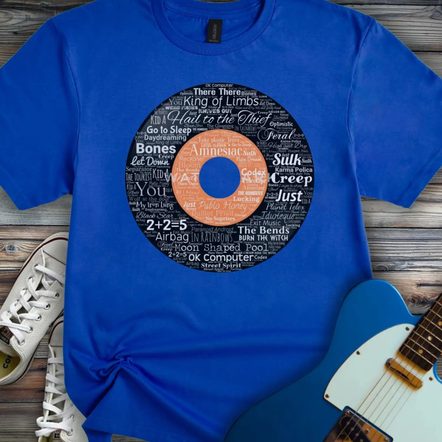 Radiohead Vinyl Record T-shirt - Royal / S - T-Shirt