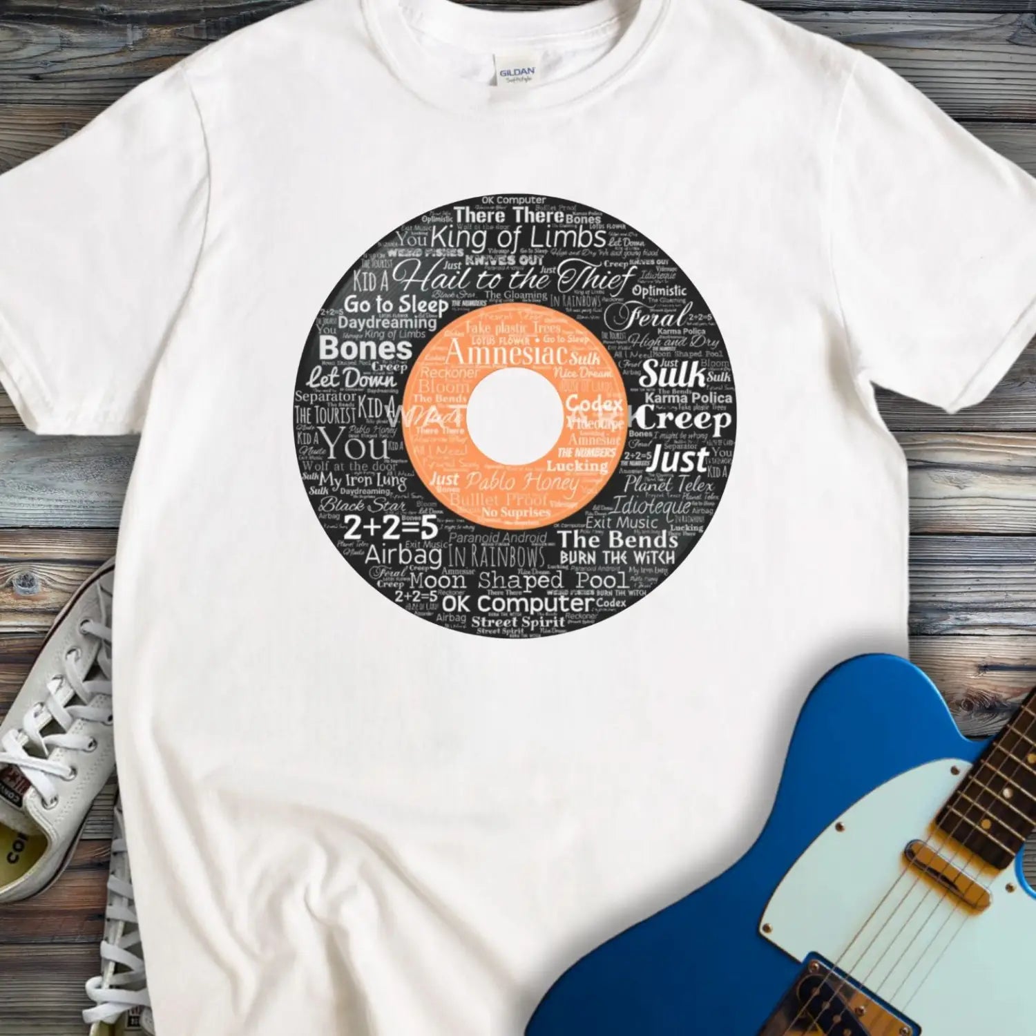 Radiohead Vinyl Record T-shirt - White / S - T-Shirt