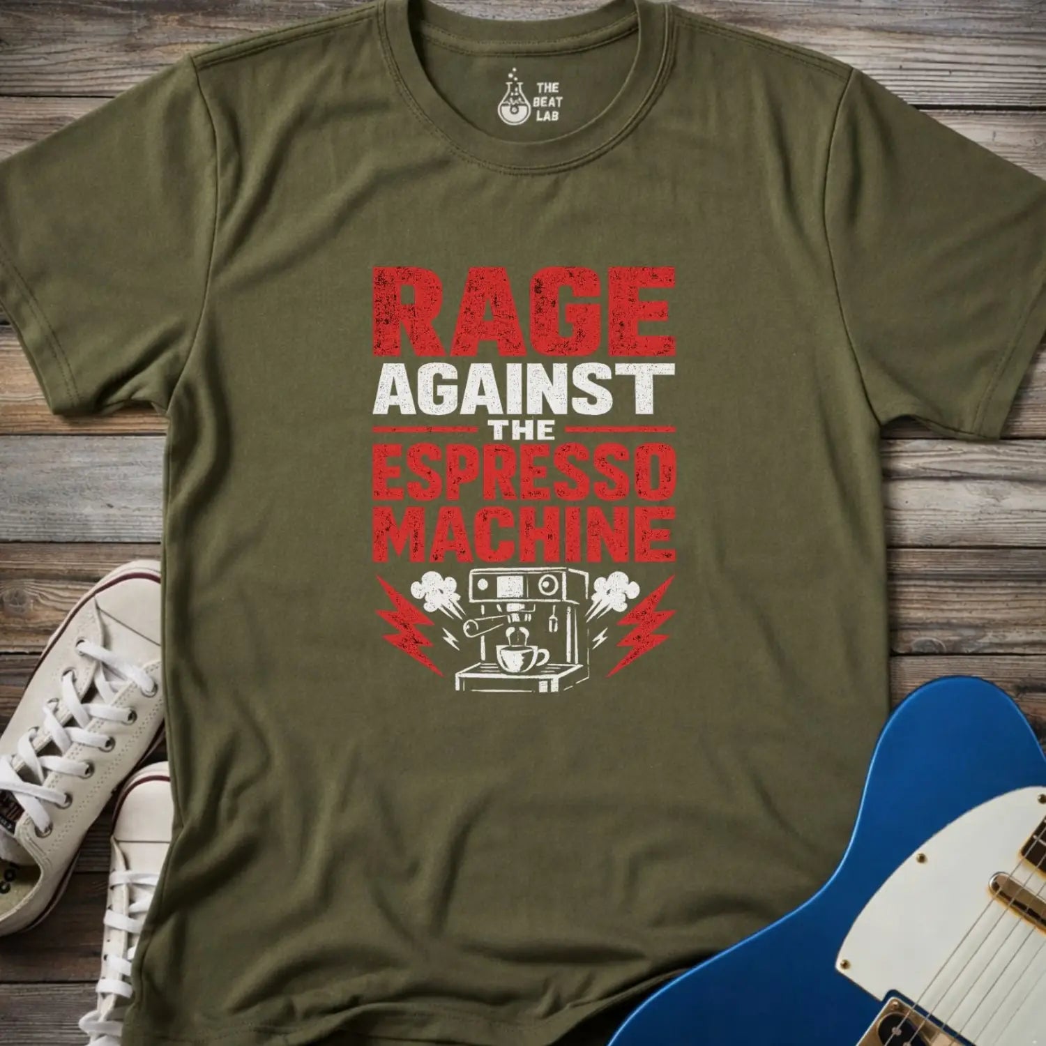 Rage Against the Espresso Machine T-shirt - Military Green / S - T-Shirt