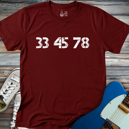 Record 33 45 78 RPM T-shirt - Maroon / S - T-Shirt