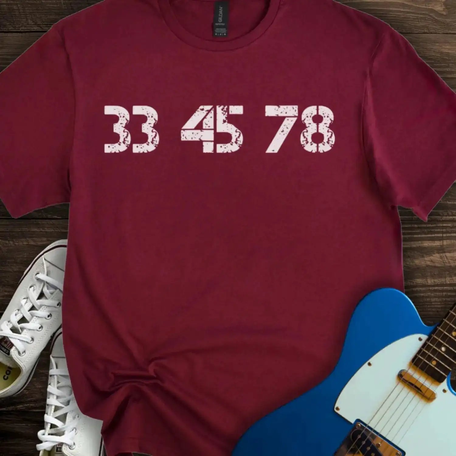 Record 33 45 78 RPM T-shirt Maroon