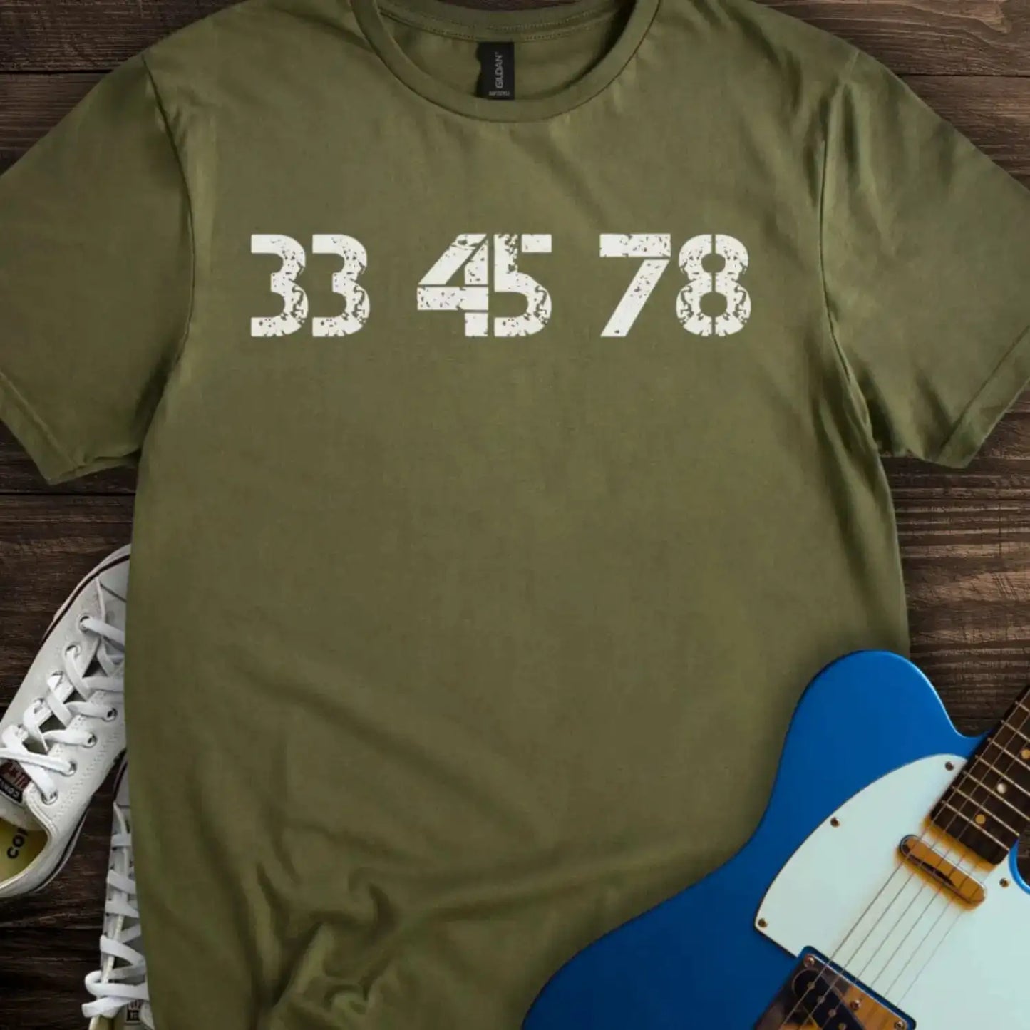 Record 33 45 78 RPM T-shirt Military Green