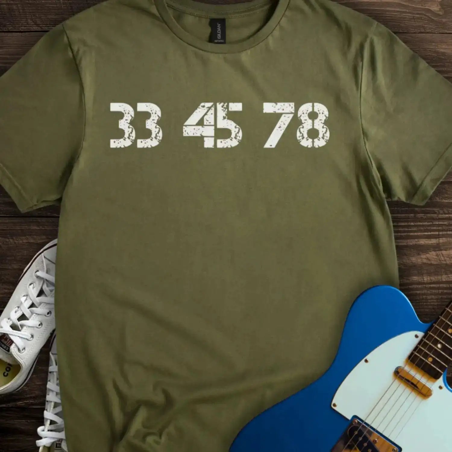 Record 33 45 78 RPM T-shirt Military Green