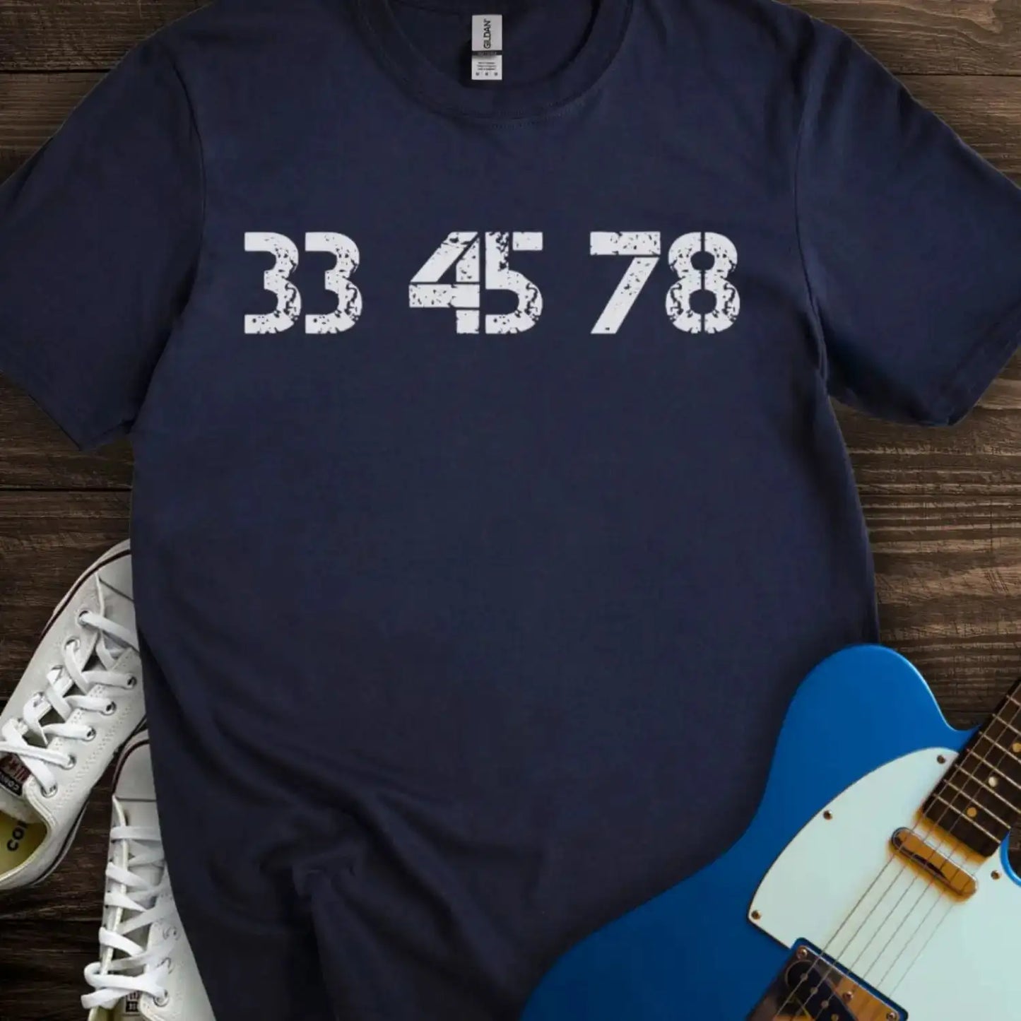 Record 33 45 78 RPM T-shirt Navy