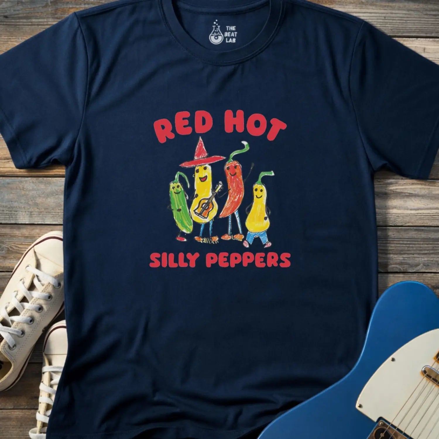 Red Hot Silly Peppers T-shirt - Navy / S - T-Shirt