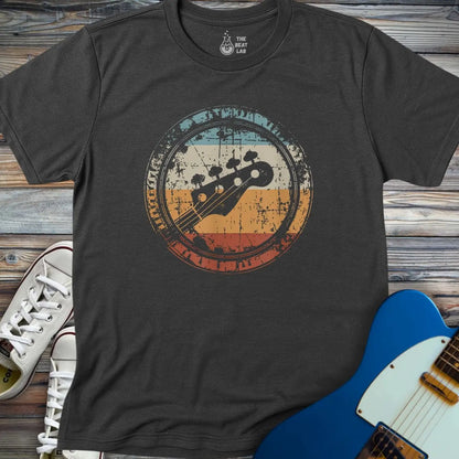 Retro Grunge Bass Guitar T-shirt - Dark Heather Grey / S - T-Shirt