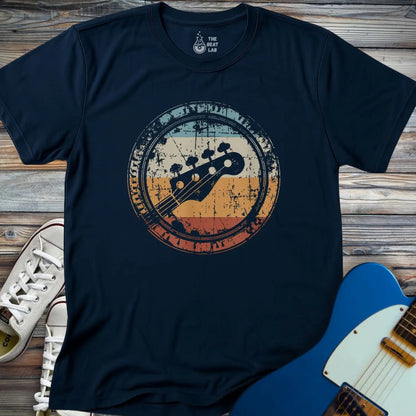Retro Grunge Bass Guitar T-shirt - Navy / S - T-Shirt