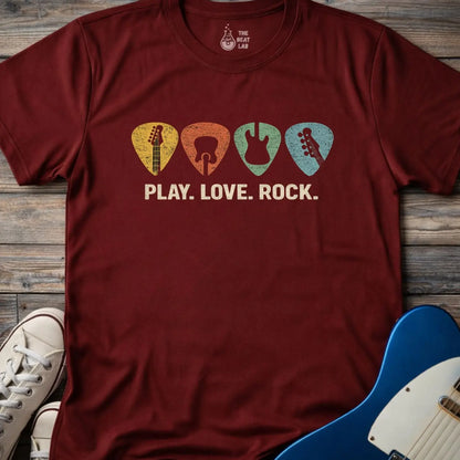 Retro Guitar Pick T-shirt - Maroon / S - T-Shirt