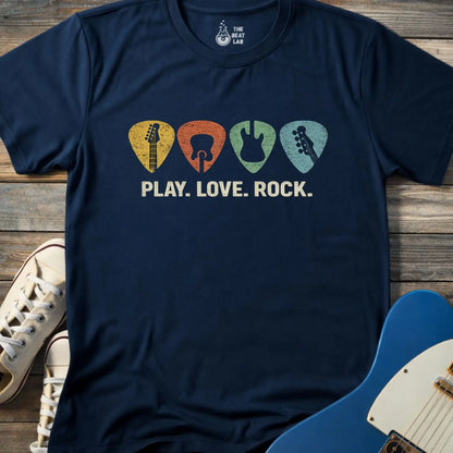 Retro Guitar Pick T-shirt - Navy / S - T-Shirt