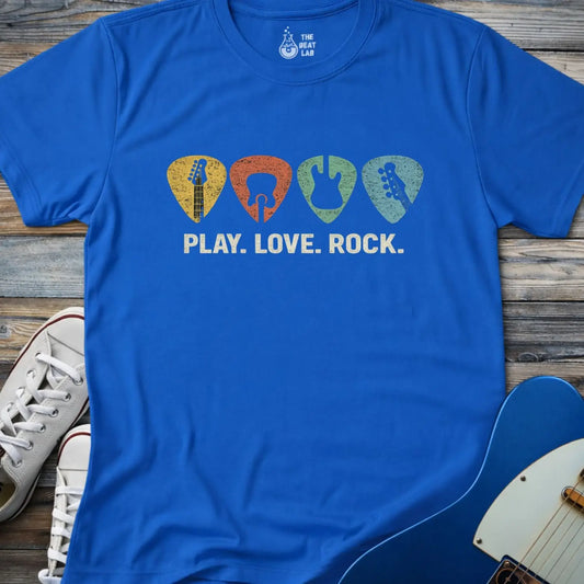 Retro Guitar Pick T-shirt - Royal / S - T-Shirt