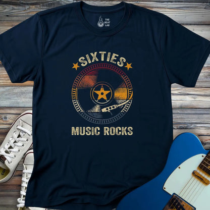 Retro sixties vinyl record T-shirt - Navy / S - T-Shirt
