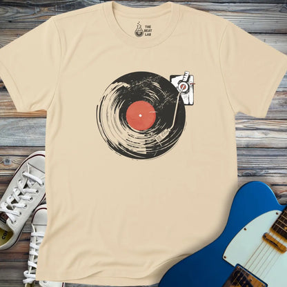 Retro Vinyl Record Player T-shirt - Sand / S - T-Shirt
