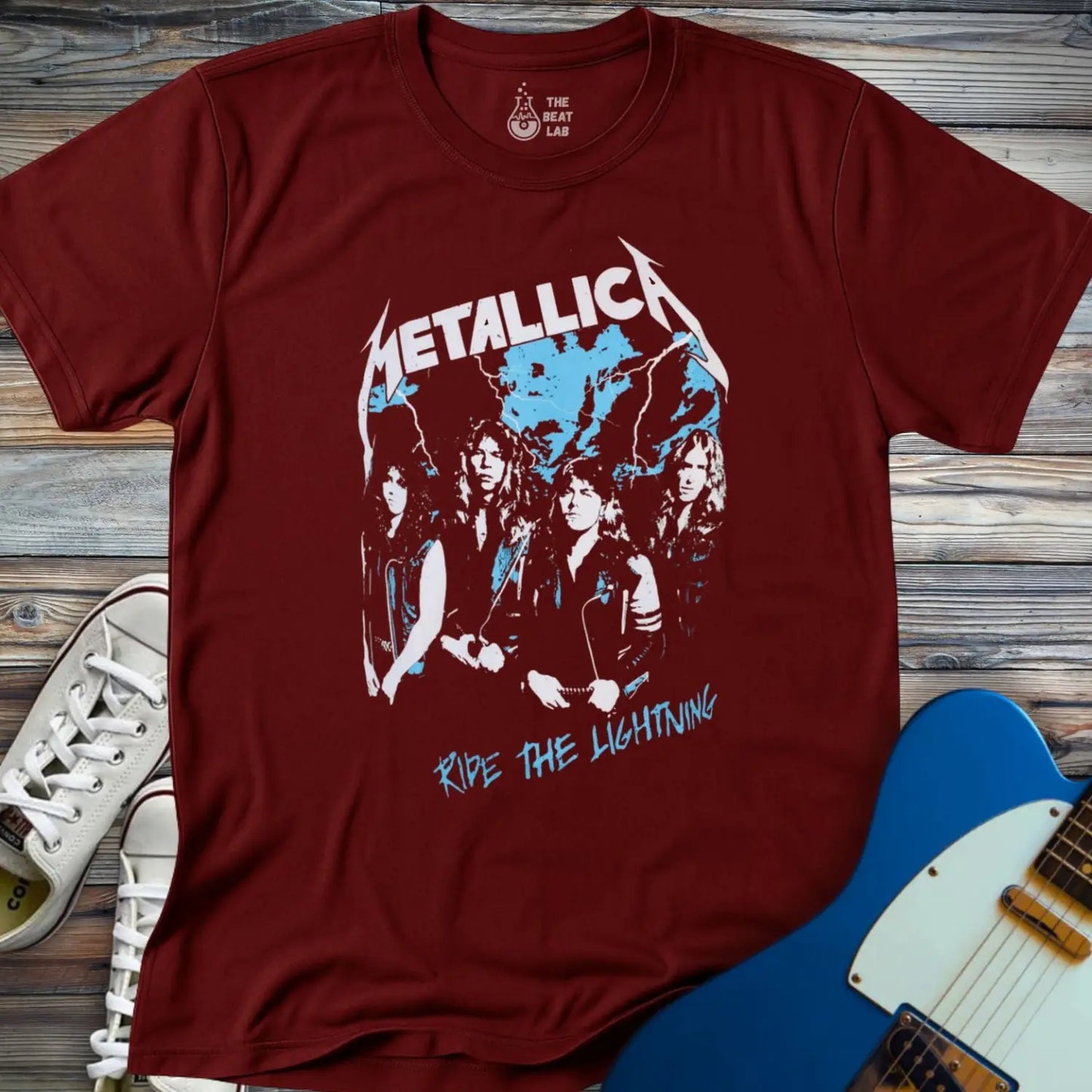 Ride the Lightning T-shirt - Maroon / S - T-Shirt