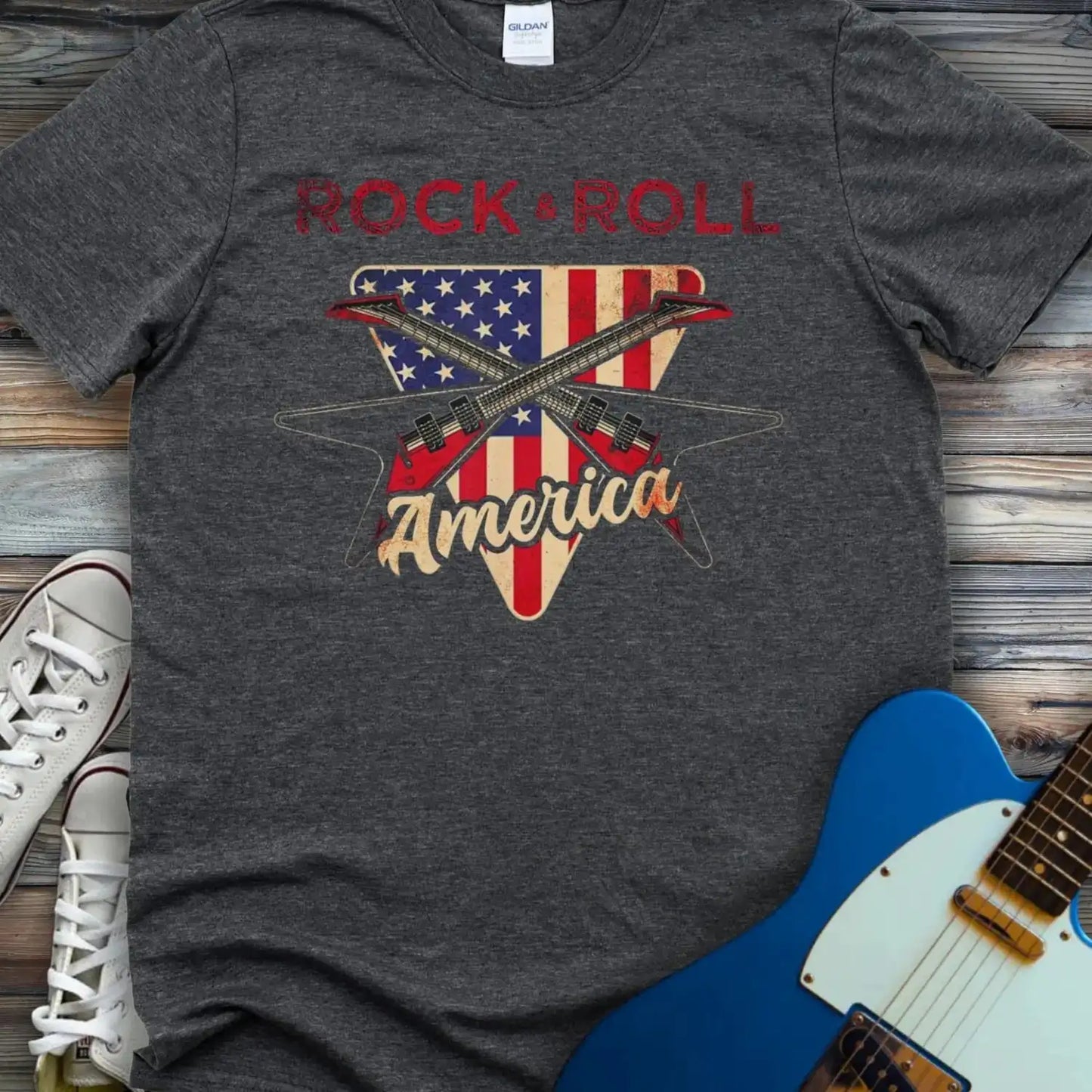 Rock and Roll America T-shirt Dark Heather Grey