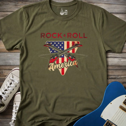 Rock and Roll America T-shirt - Military Green / S - T-Shirt