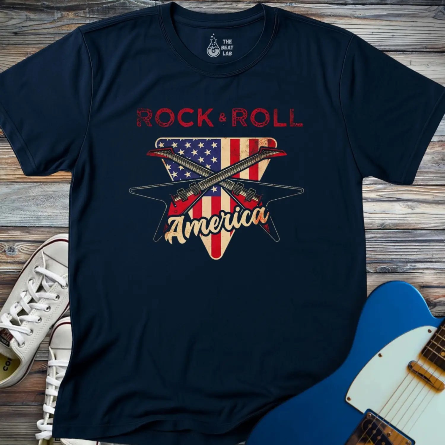Rock and Roll America T-shirt - Navy / S - T-Shirt