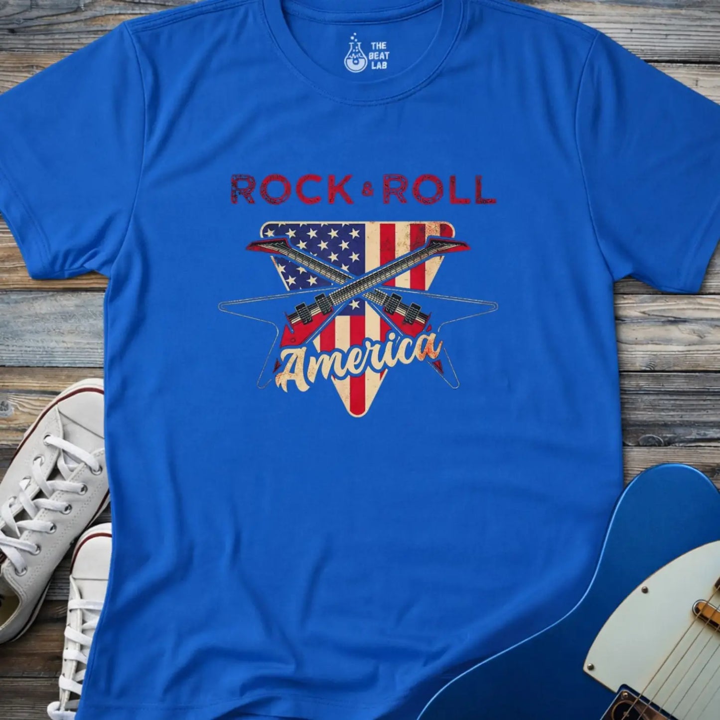 Rock and Roll America T-shirt - Royal / S - T-Shirt
