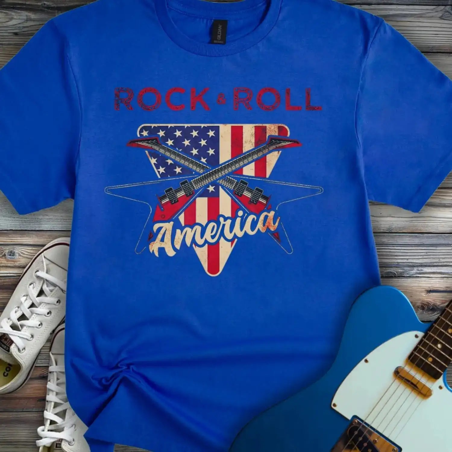 Rock and Roll America T-shirt Royal