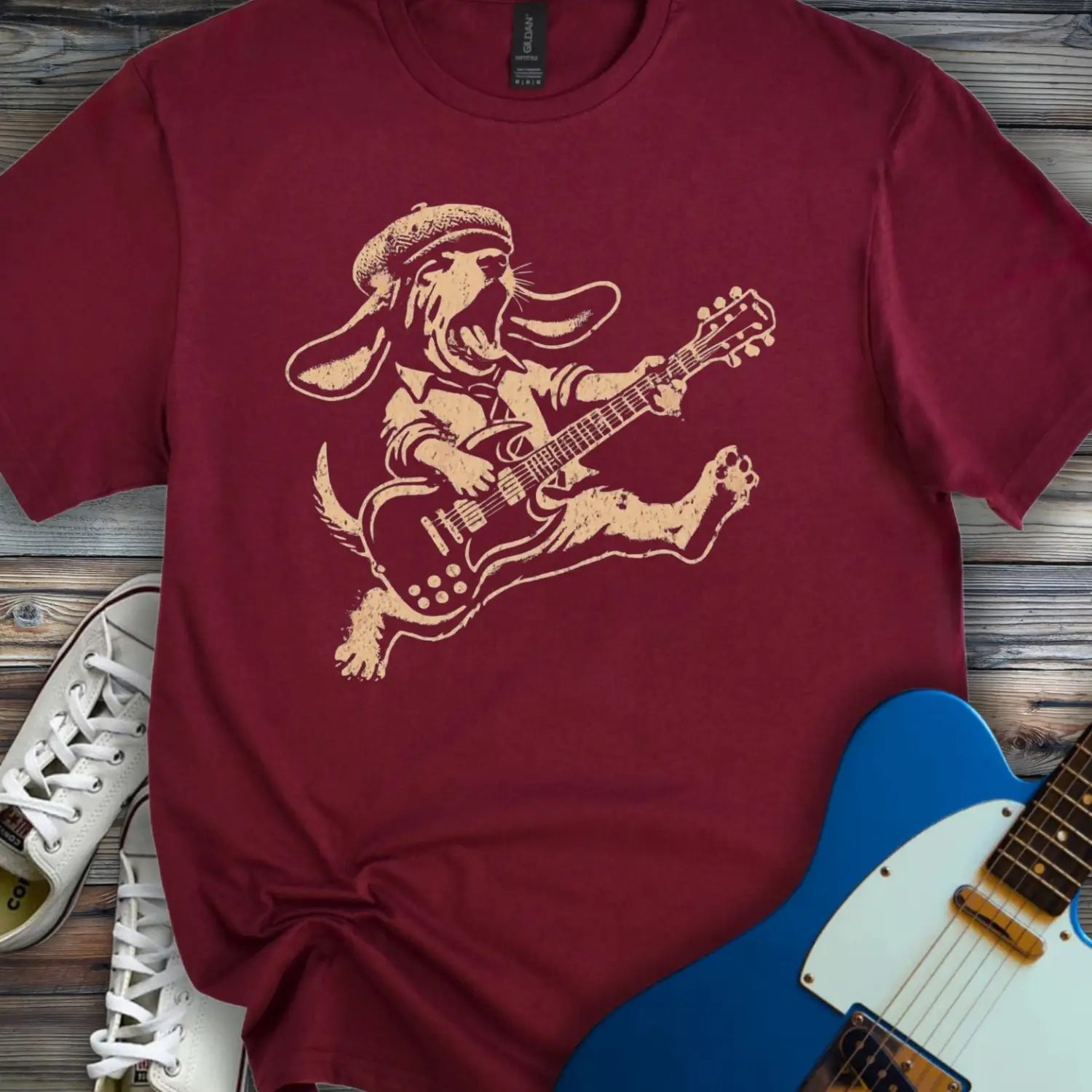 Rockin' Dog T-shirt Maroon