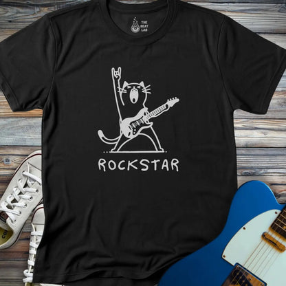 Rockstar Cat T-shirt - Black / S - T-Shirt
