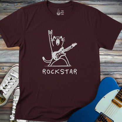 Rockstar Cat T-shirt - Dark Chocolate / S - T-Shirt