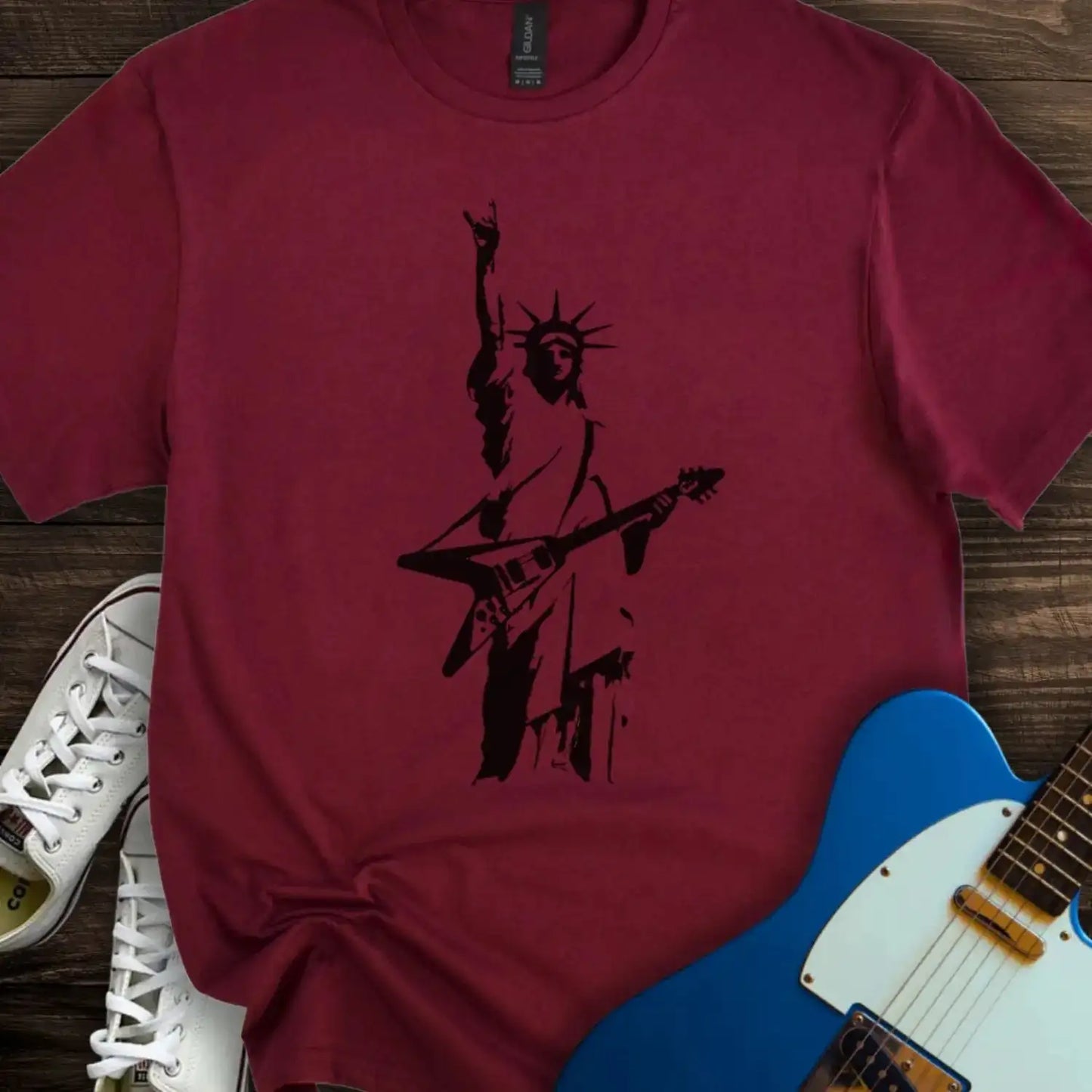 Rockstar Statue T-shirt Maroon