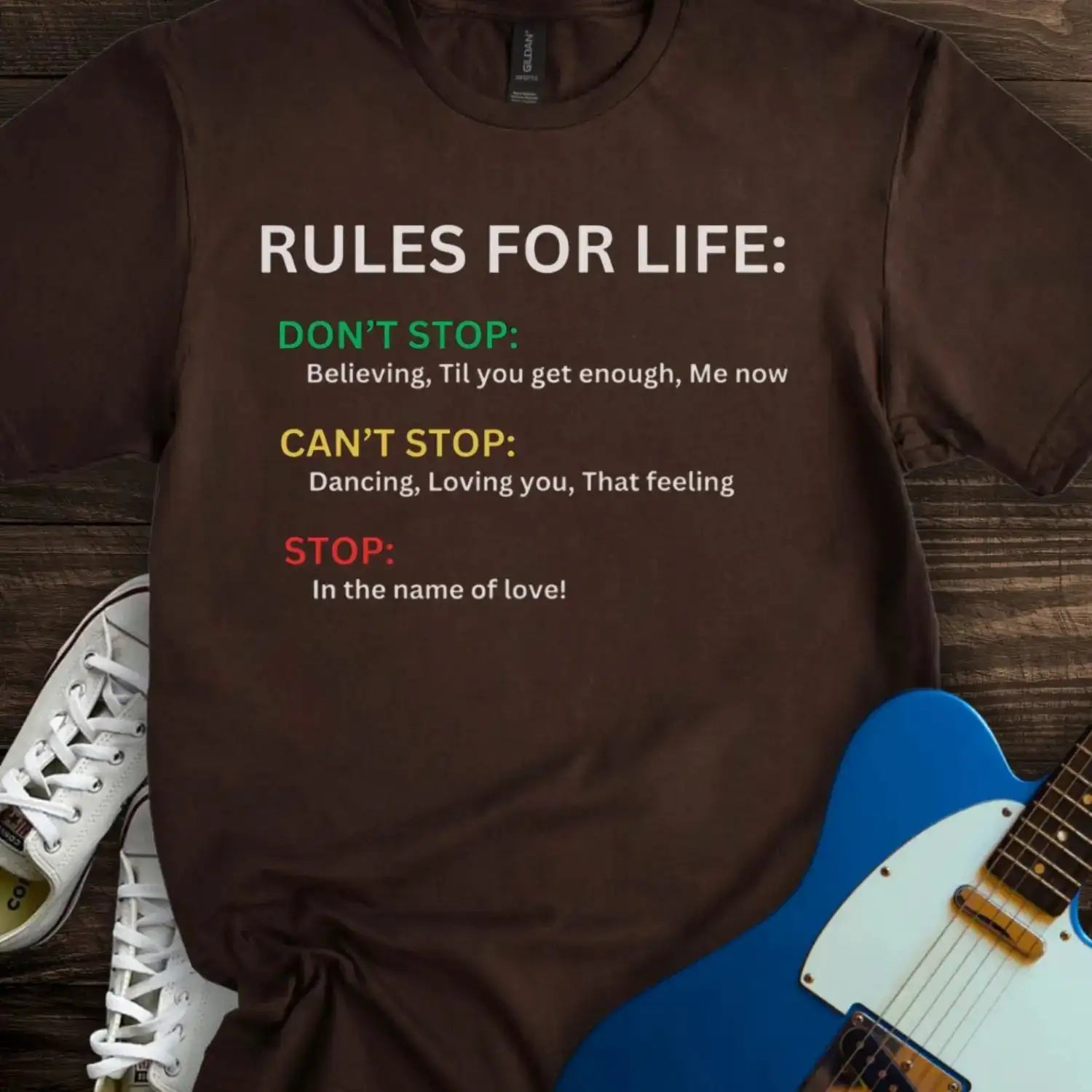 Rules for Life T-shirt Dark Chocolate