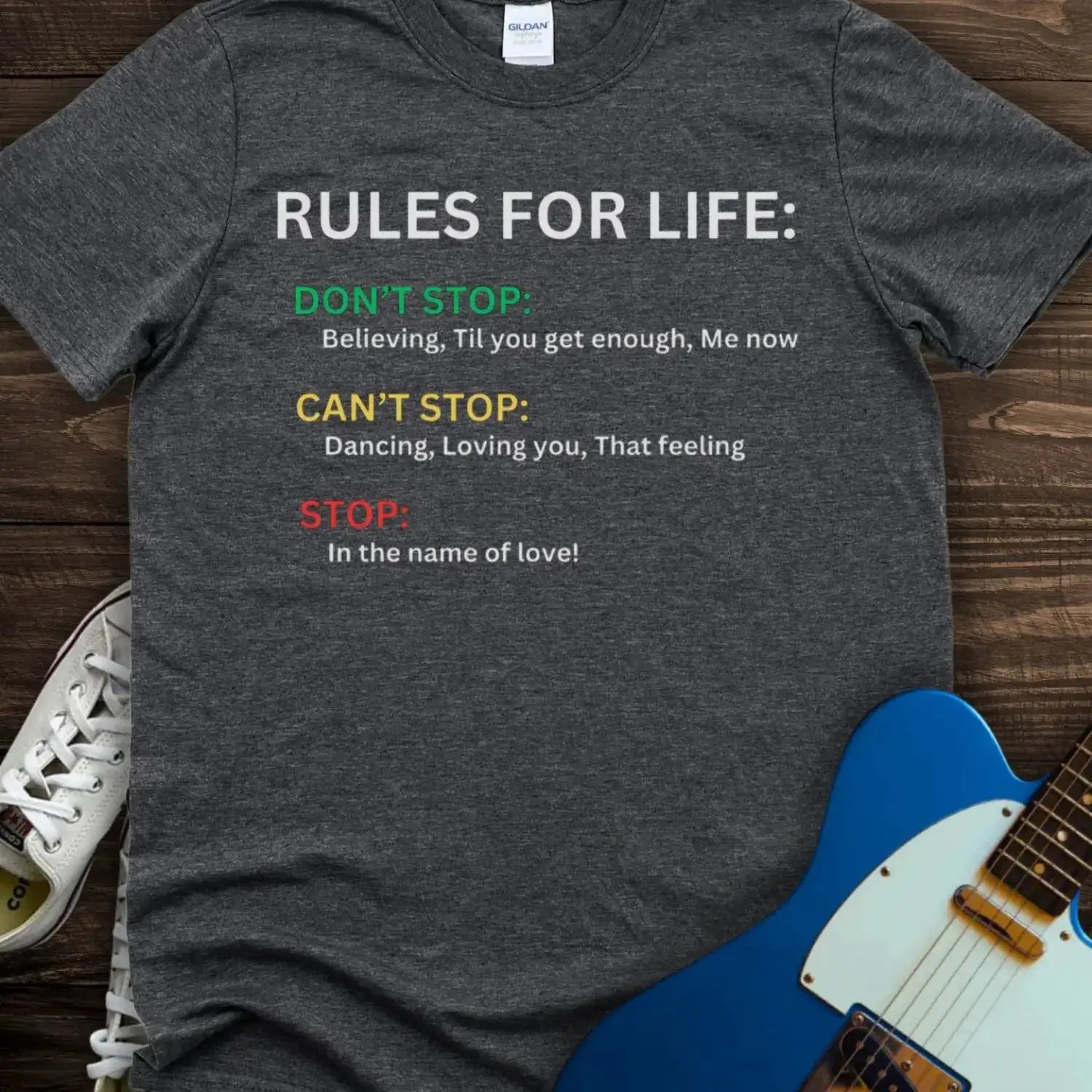 Rules for Life T-shirt Dark Heather Grey