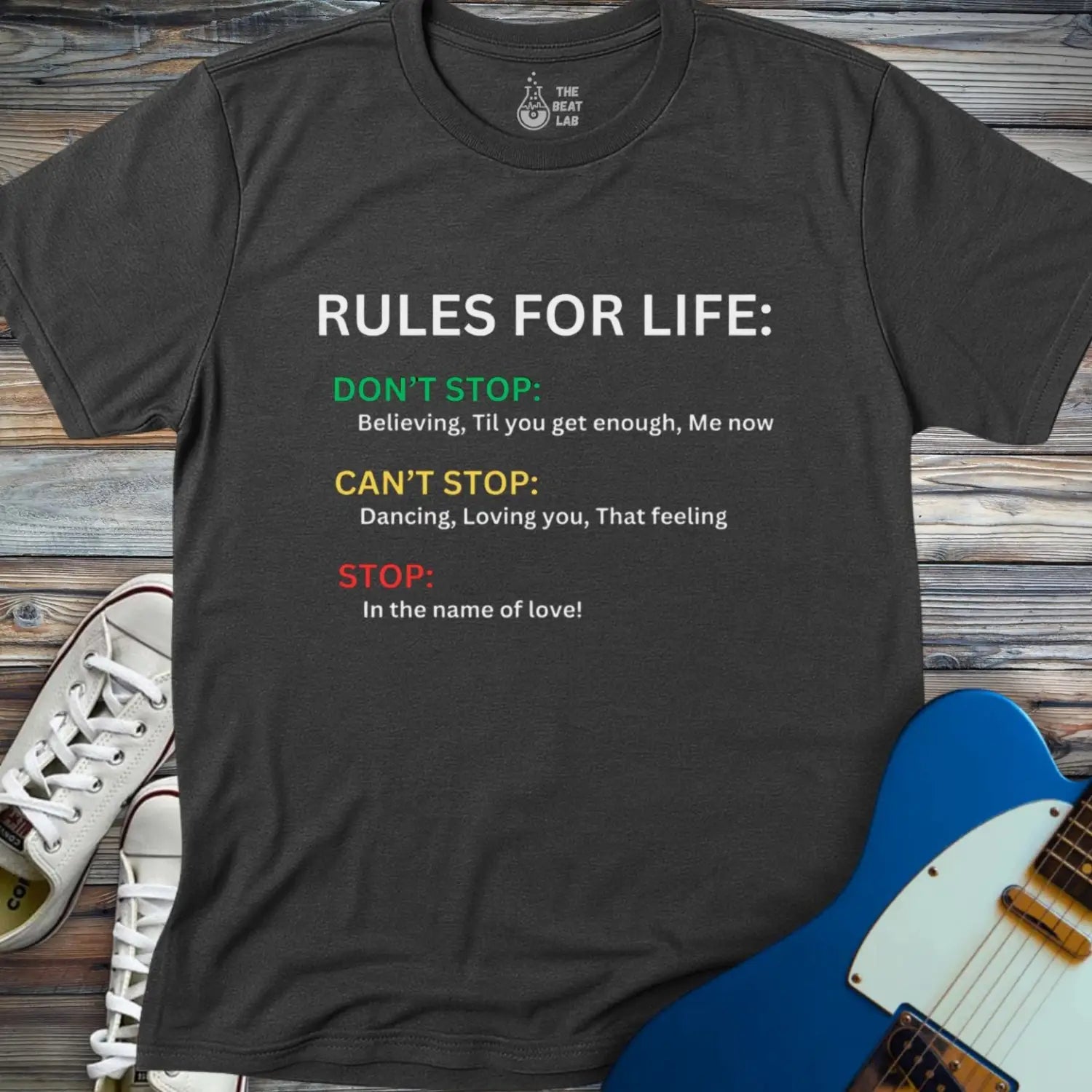 Rules for Life T-shirt - Dark Heather Grey / S - T-Shirt