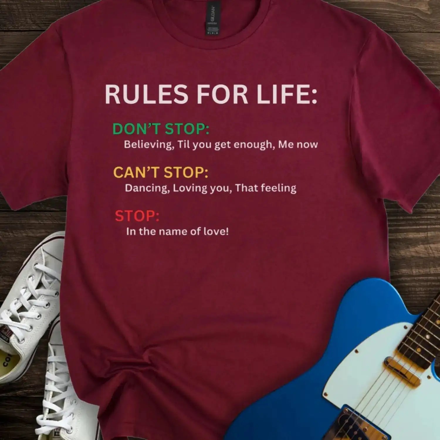 Rules for Life T-shirt Maroon