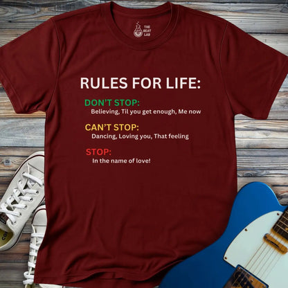 Rules for Life T-shirt - Maroon / S - T-Shirt