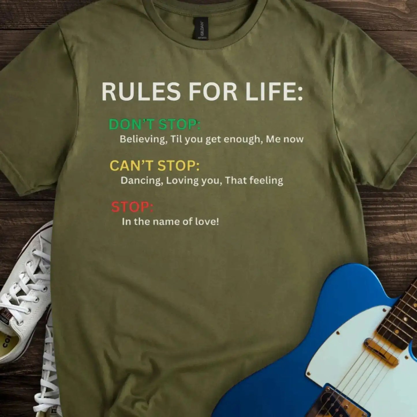 Rules for Life T-shirt Military Green