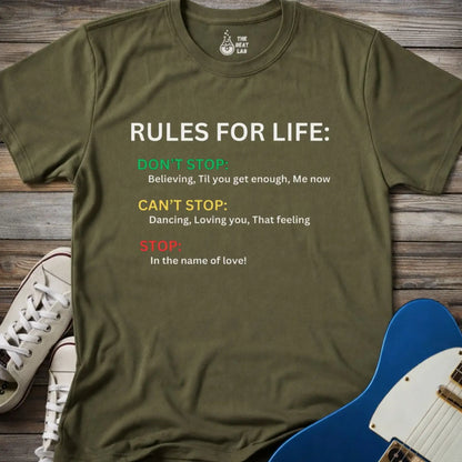 Rules for Life T-shirt - Military Green / S - T-Shirt