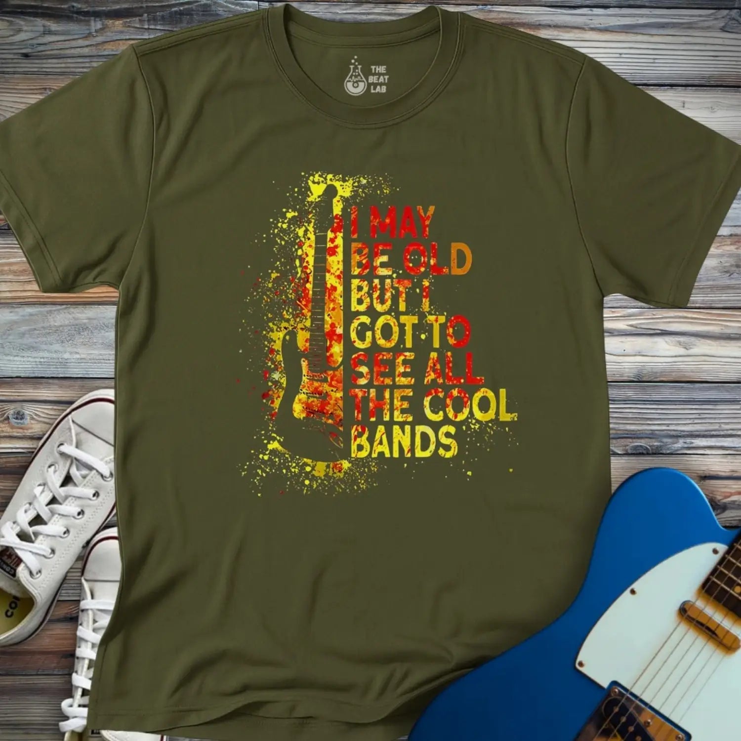 See All the Cool Bands T-shirt - Military Green / S - T-Shirt