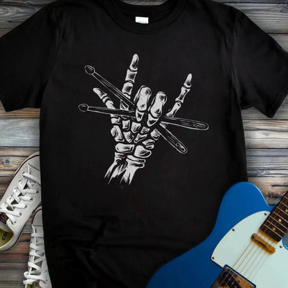 Skeletal Drummer T-shirt Black