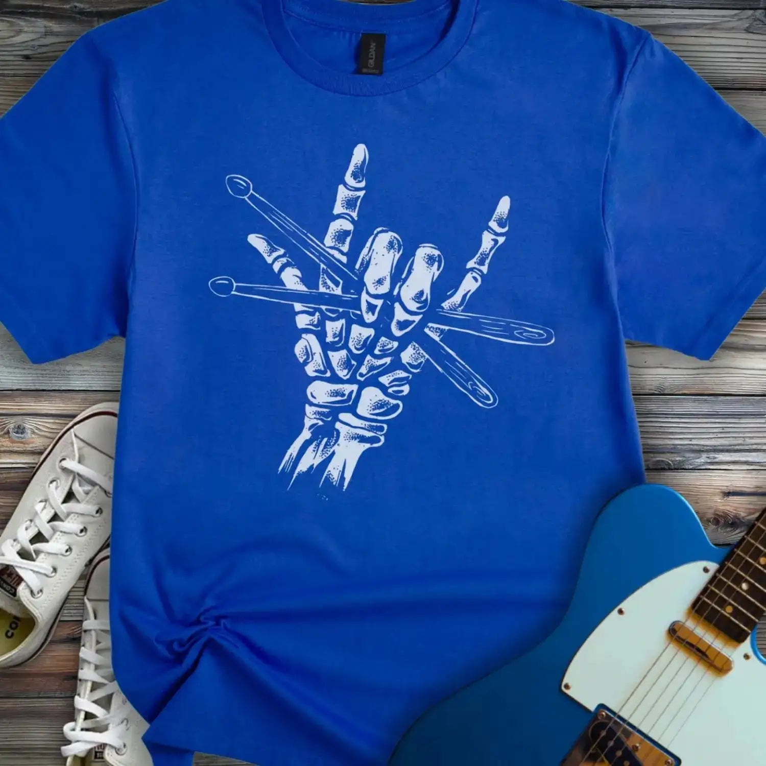 Skeletal Drummer T-shirt Royal