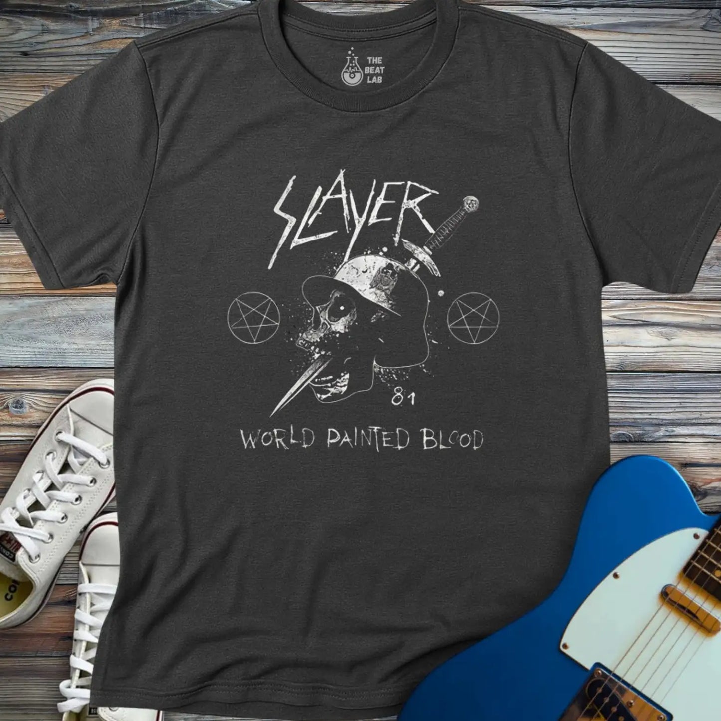 Slayer Skull Dagger T-shirt - Dark Heather Grey / S - T-Shirt