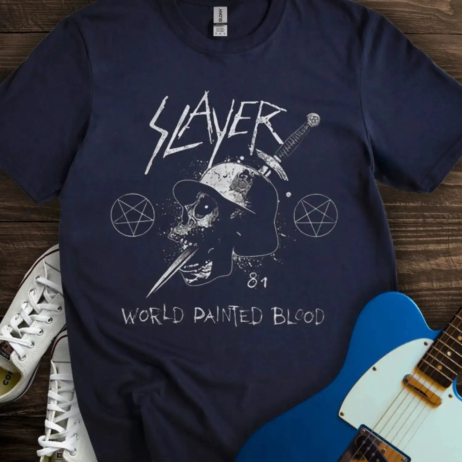 Slayer Skull Dagger T-shirt Navy