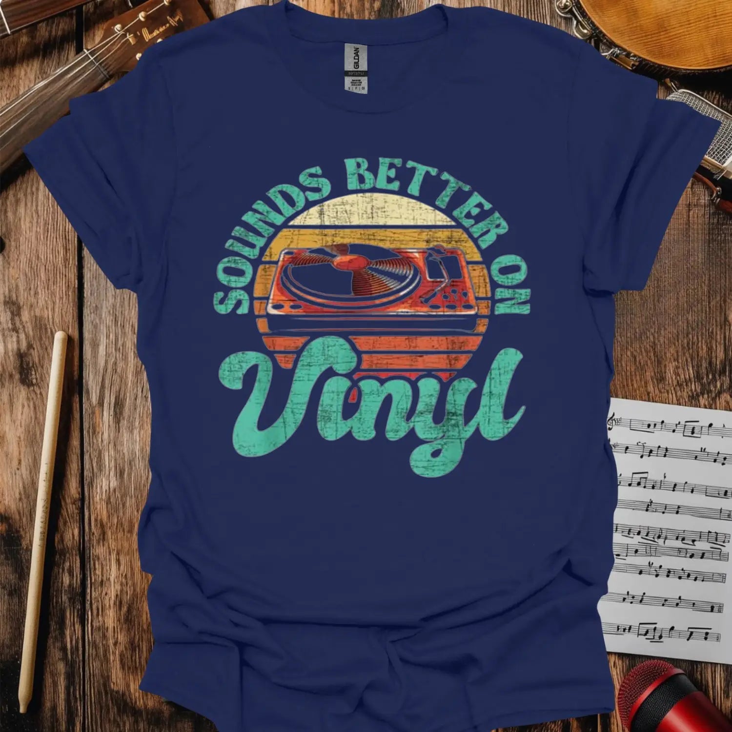 Sound Better on Vinyl (II) T-shirt - S / Navy - T-Shirt