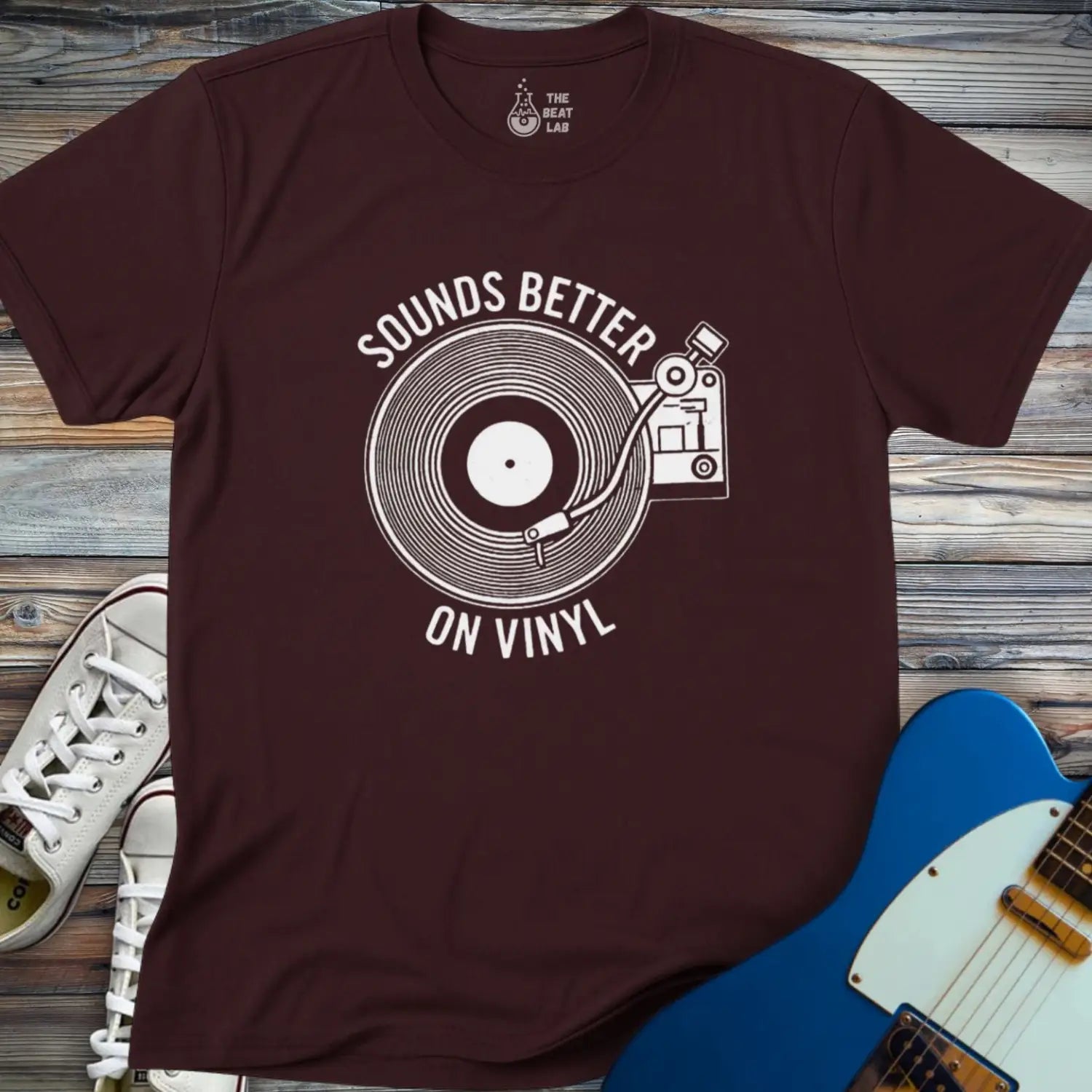 Sounds Better On Vinyl T-shirt - Dark Chocolate / S - T-Shirt