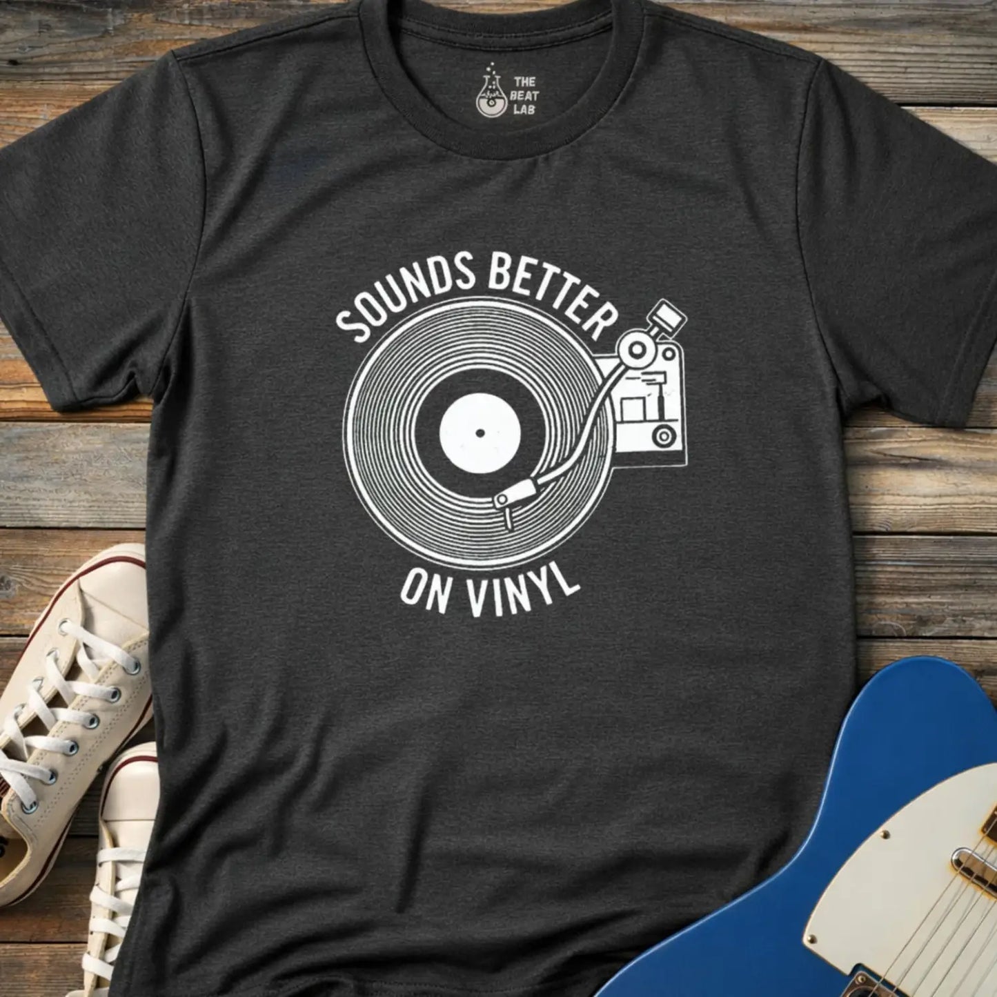 Sounds Better On Vinyl T-shirt - Dark Heather Grey / S - T-Shirt