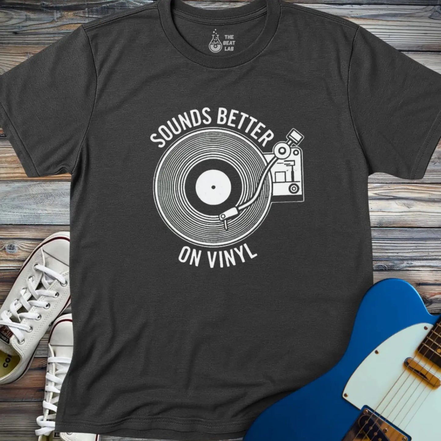 Sounds Better On Vinyl T-shirt - Dark Heather Grey / S - T-Shirt