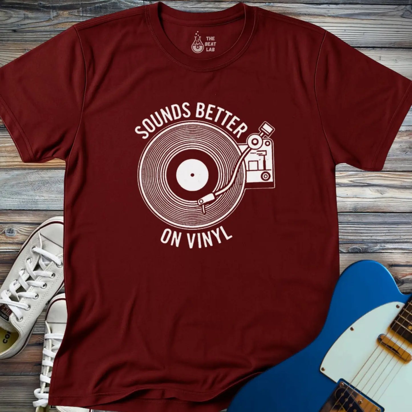 Sounds Better On Vinyl T-shirt - Maroon / S - T-Shirt