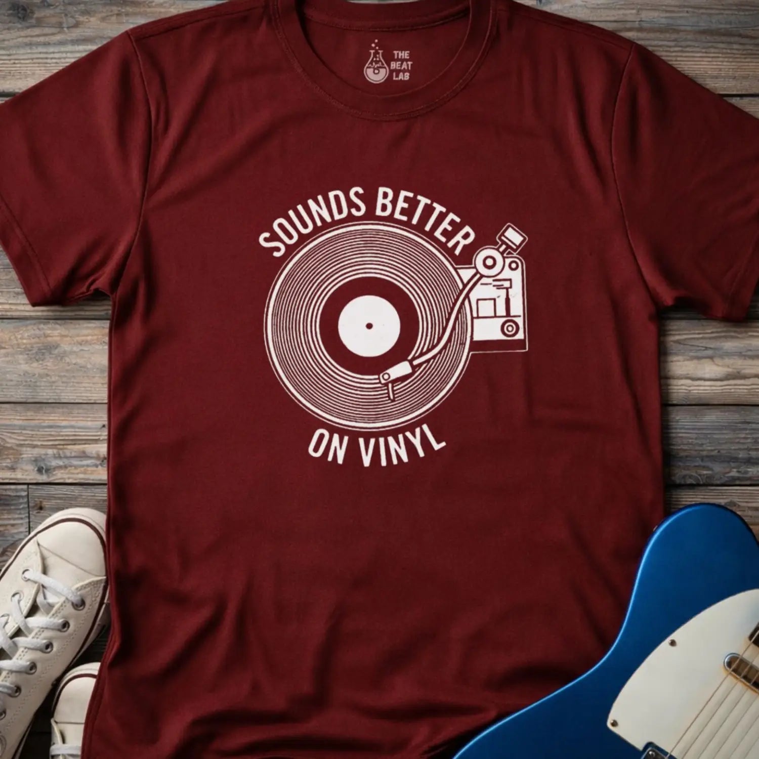 Sounds Better On Vinyl T-shirt - Maroon / S - T-Shirt
