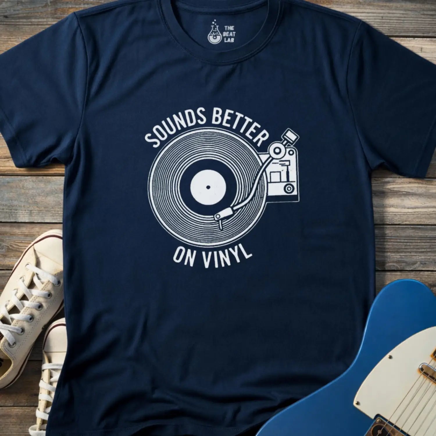 Sounds Better On Vinyl T-shirt - Navy / S - T-Shirt