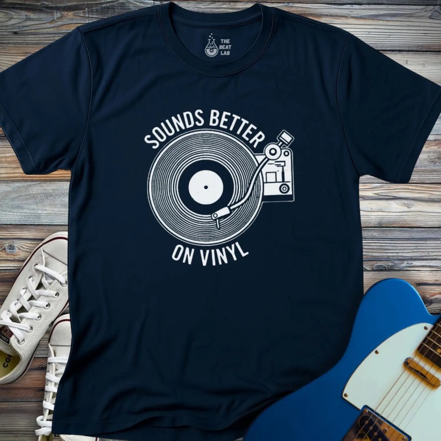 Sounds Better On Vinyl T-shirt - Navy / S - T-Shirt