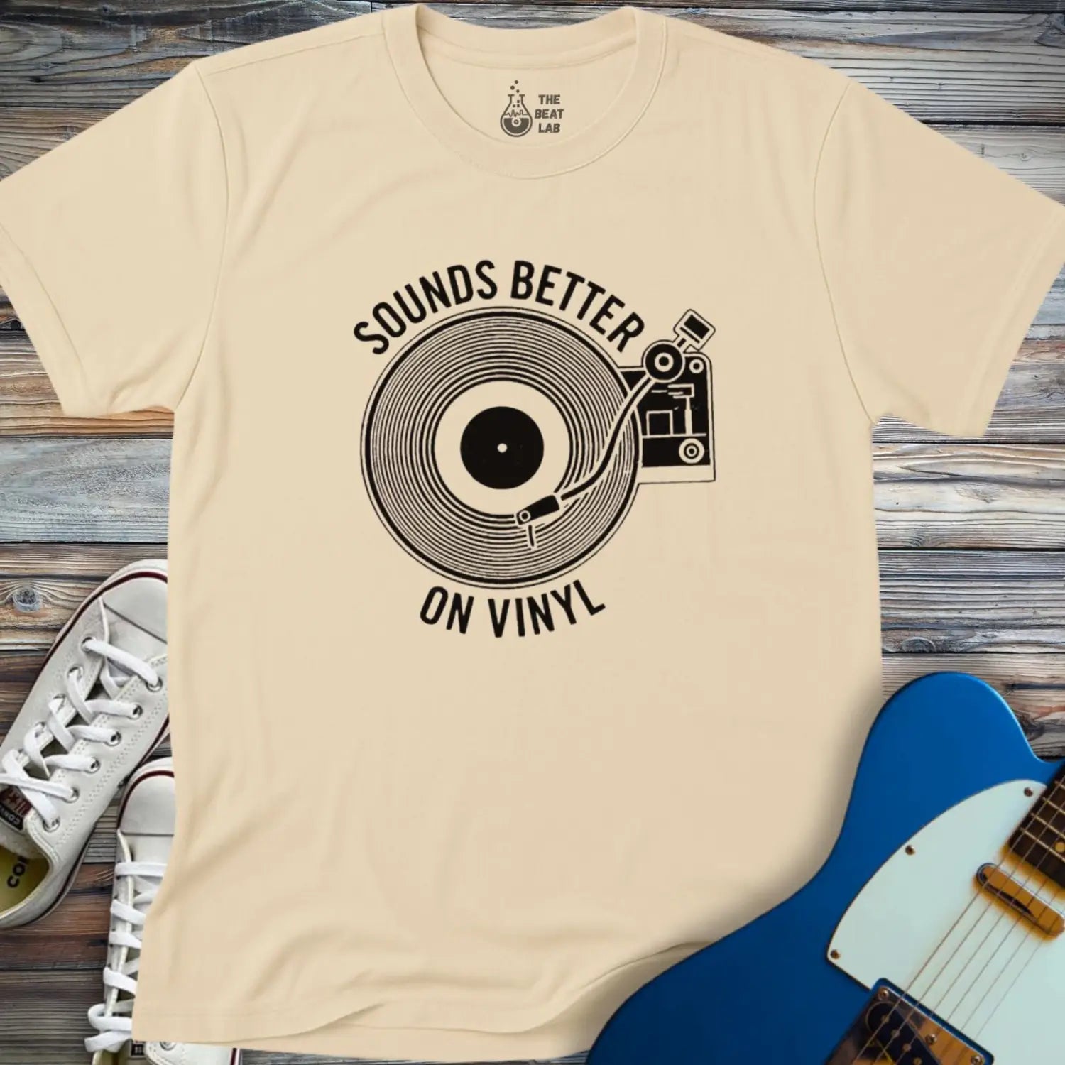 Sounds Better On Vinyl T-shirt - Sand / S - T-Shirt
