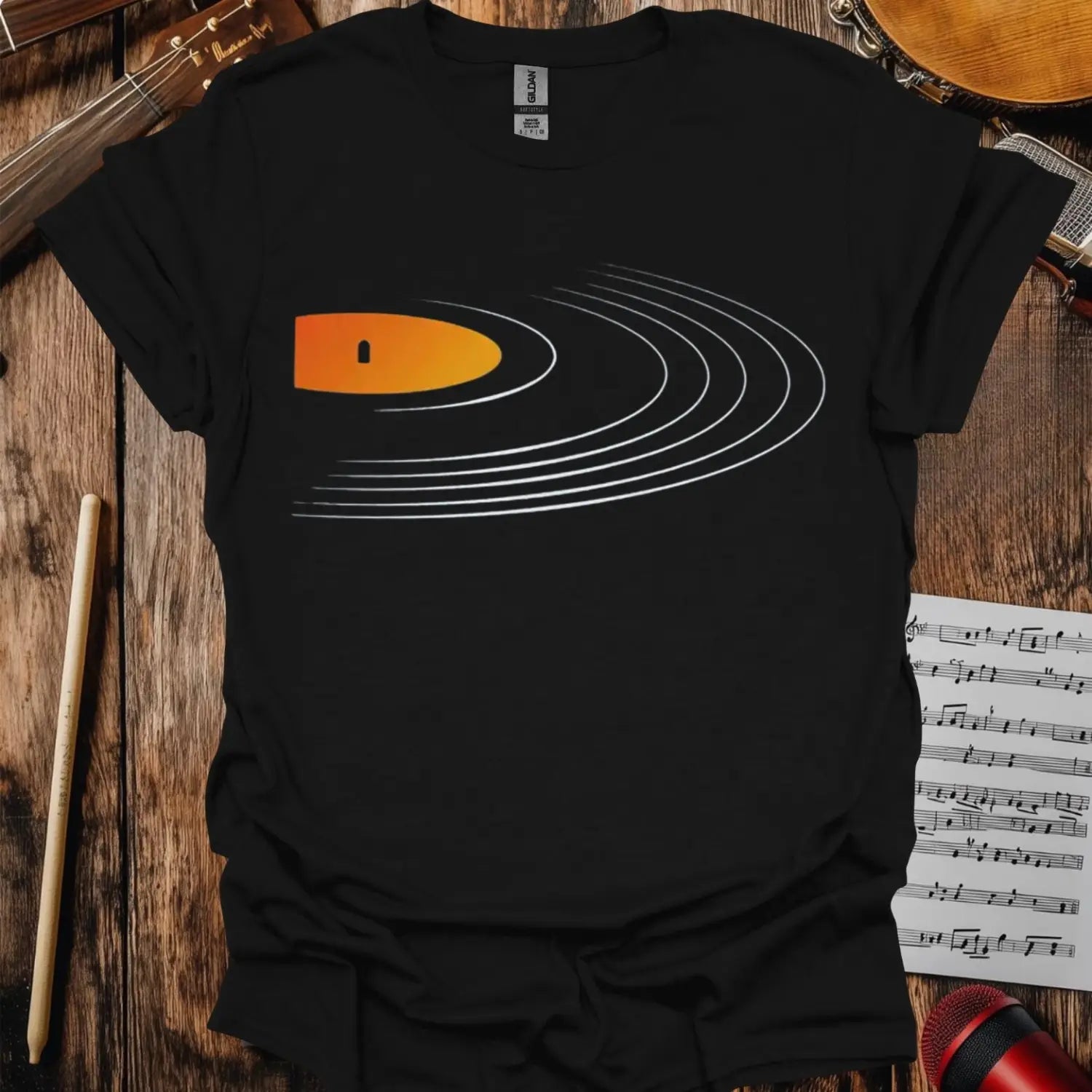 Spinning Vinyl T-shirt - S / Black - T-Shirt