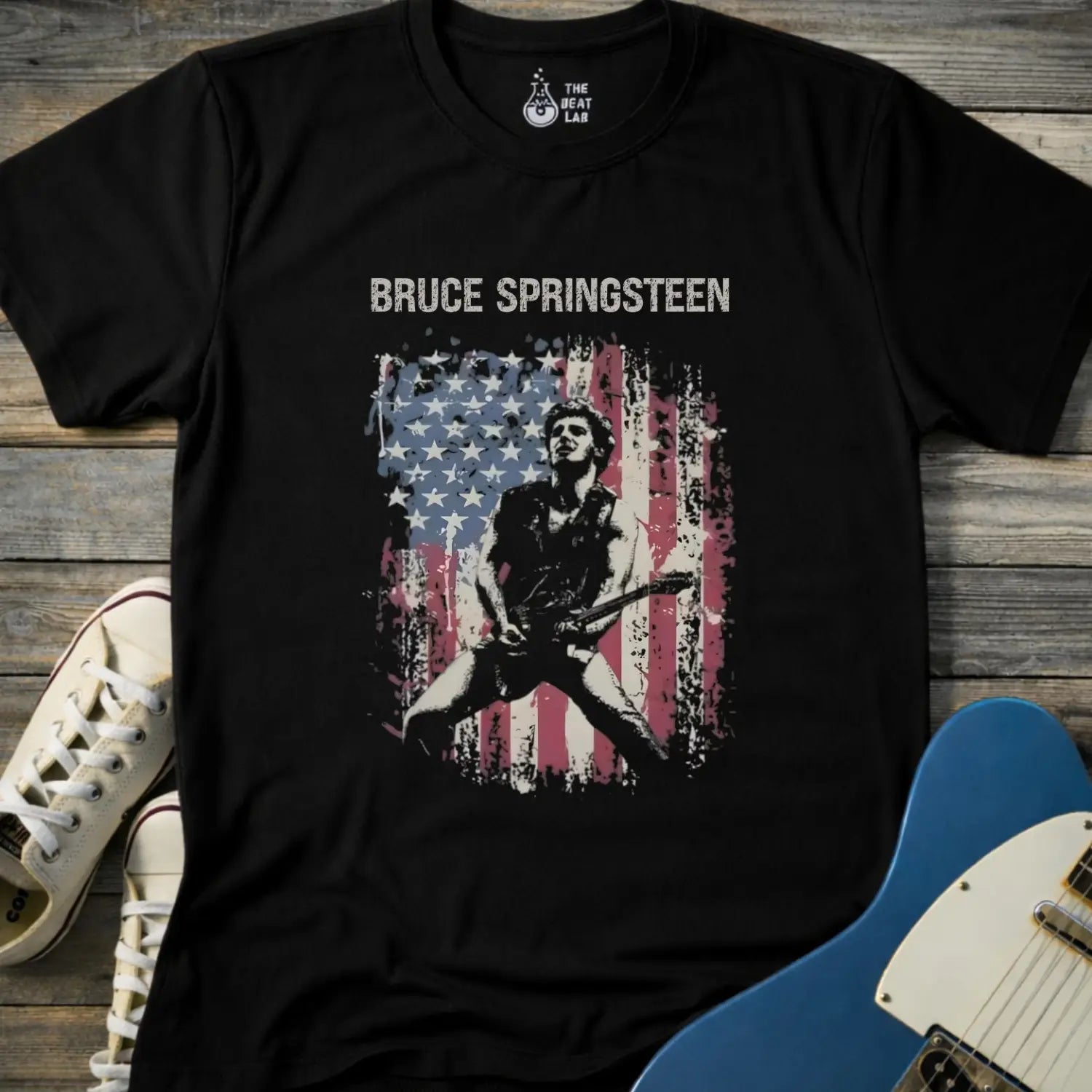 Springsteen American Flag T-shirt - Black / S - T-Shirt