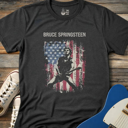 Springsteen American Flag T-shirt - Dark Heather Grey / S - T-Shirt